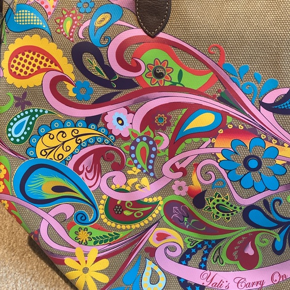 Canvas and Leather Peacock Tote Bag Designed by Childhood Cancer Survivor - Picture 4 of 12